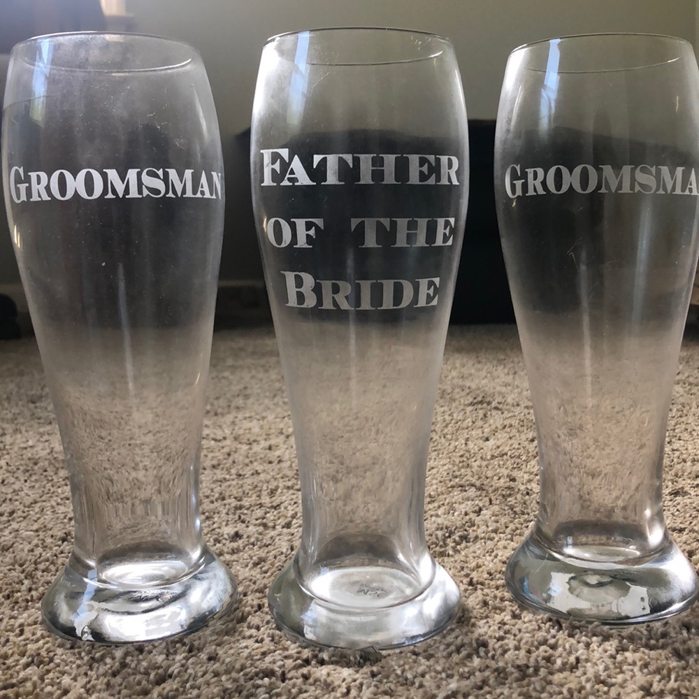 Groomsman and Father of the Bride pint glasses